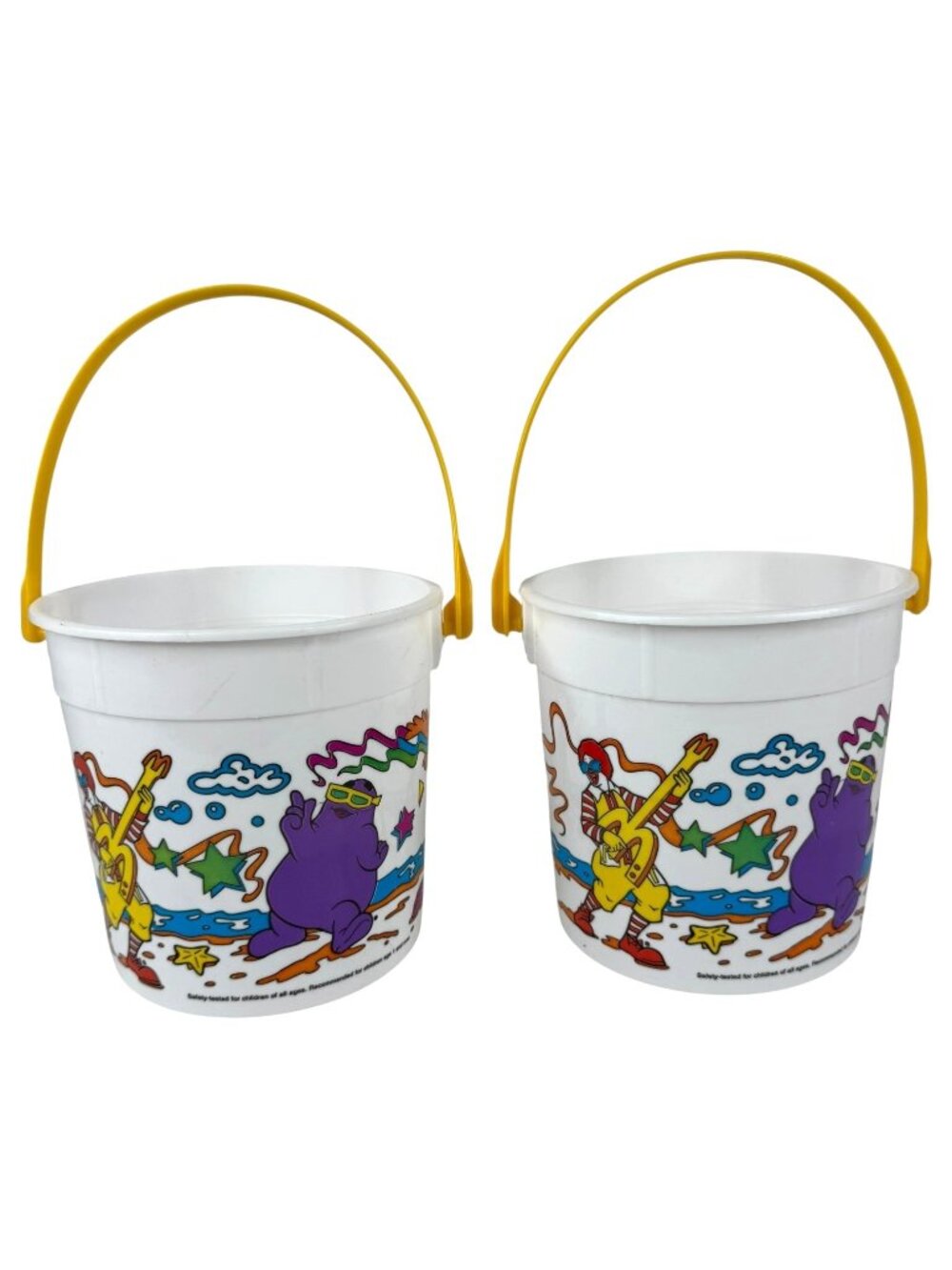1992 McDonalds Happy Meal Sand Bucket Set 2 Pail Ronald Birdie Beach Rock N Roll